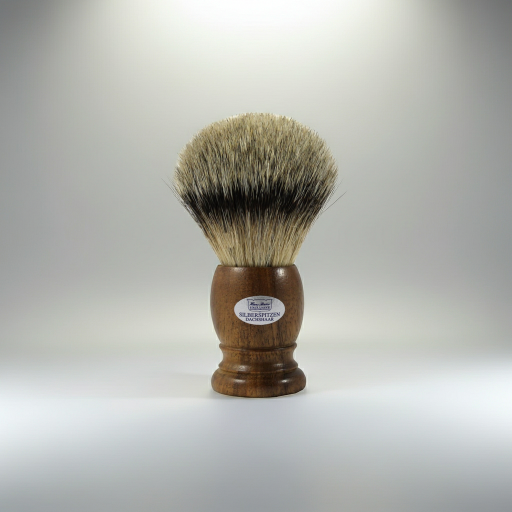 Silberspitz Rasierpinsel Walnussholz – Luxus Nassrasur